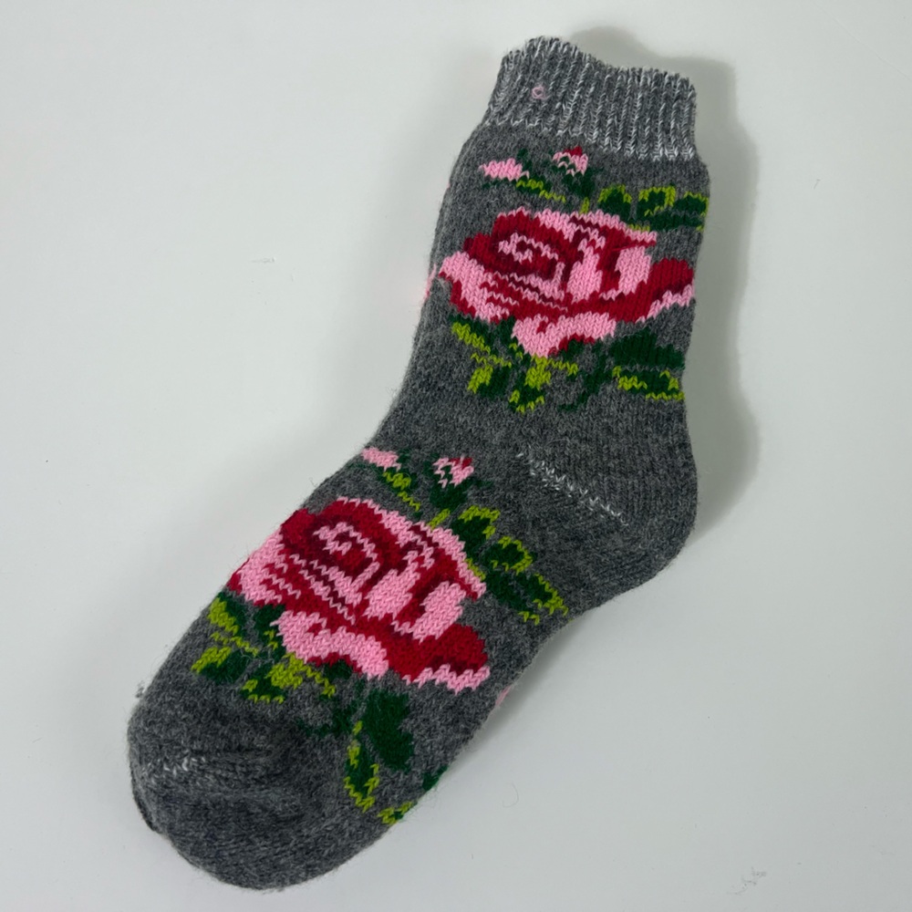 Wool Floral Funky Gray Socks unisex
